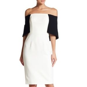 Black Halo Dress Strapless Off Shoulder Capelet